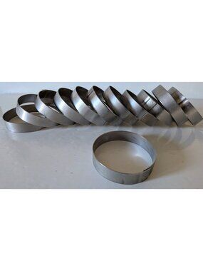 Lot Of 12 Tart Ring Moulds Solid Aluminium 3.5 * 3/4 In. Commercial Vintage
